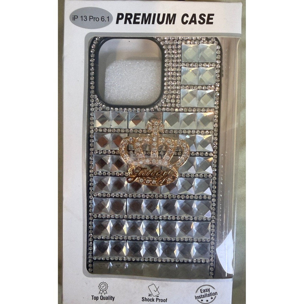iPhone 13 Pro 6.1 Case Bling Rhinestone Silver Crystal Gold Queen Crown Cover